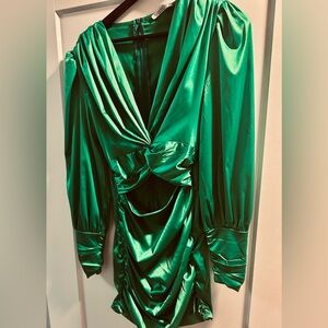 Emerald Green Satin Dress